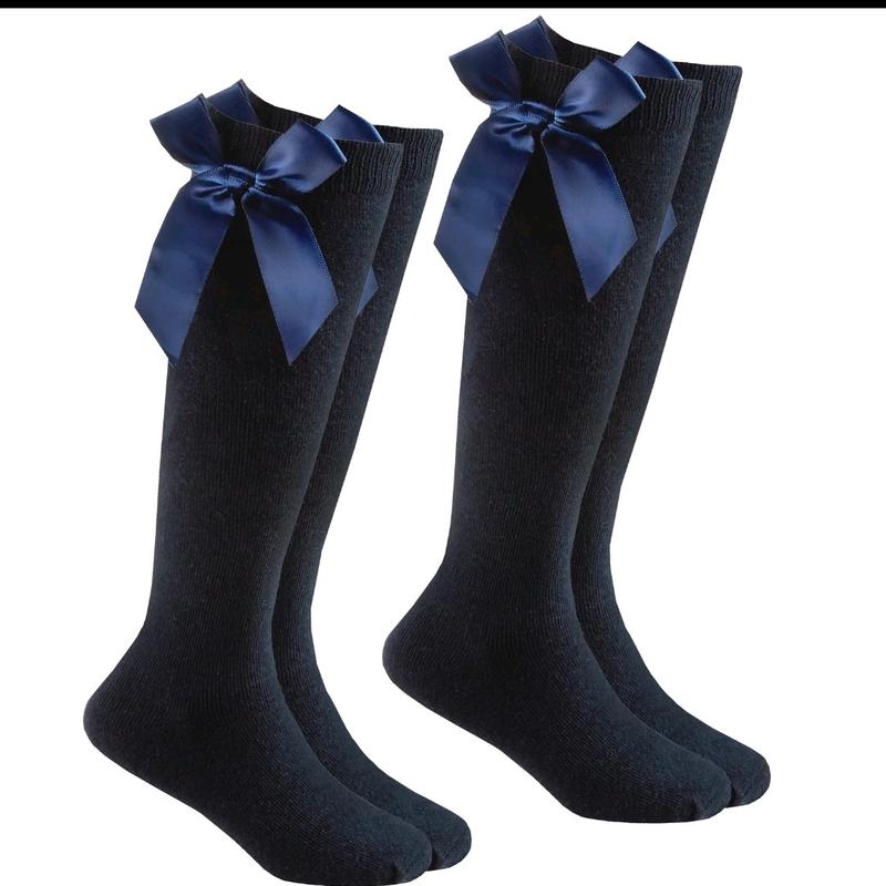 Girls Knee High Bow School Socks in Cotton Blend for Comfortable Wear 2