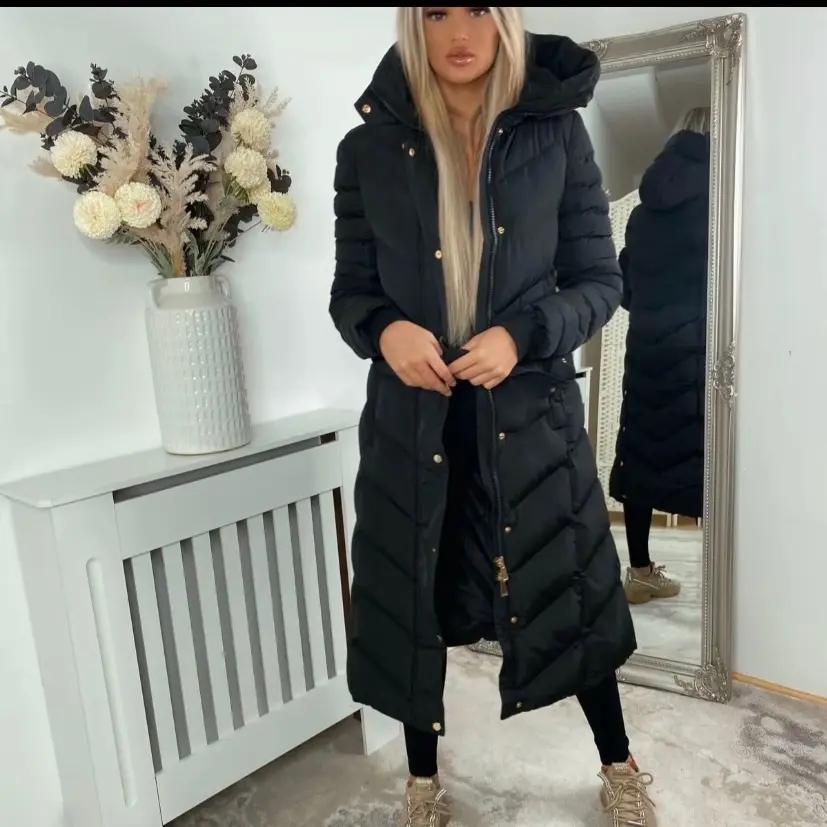 Florence-Long Lined Padded Belted Coat.
