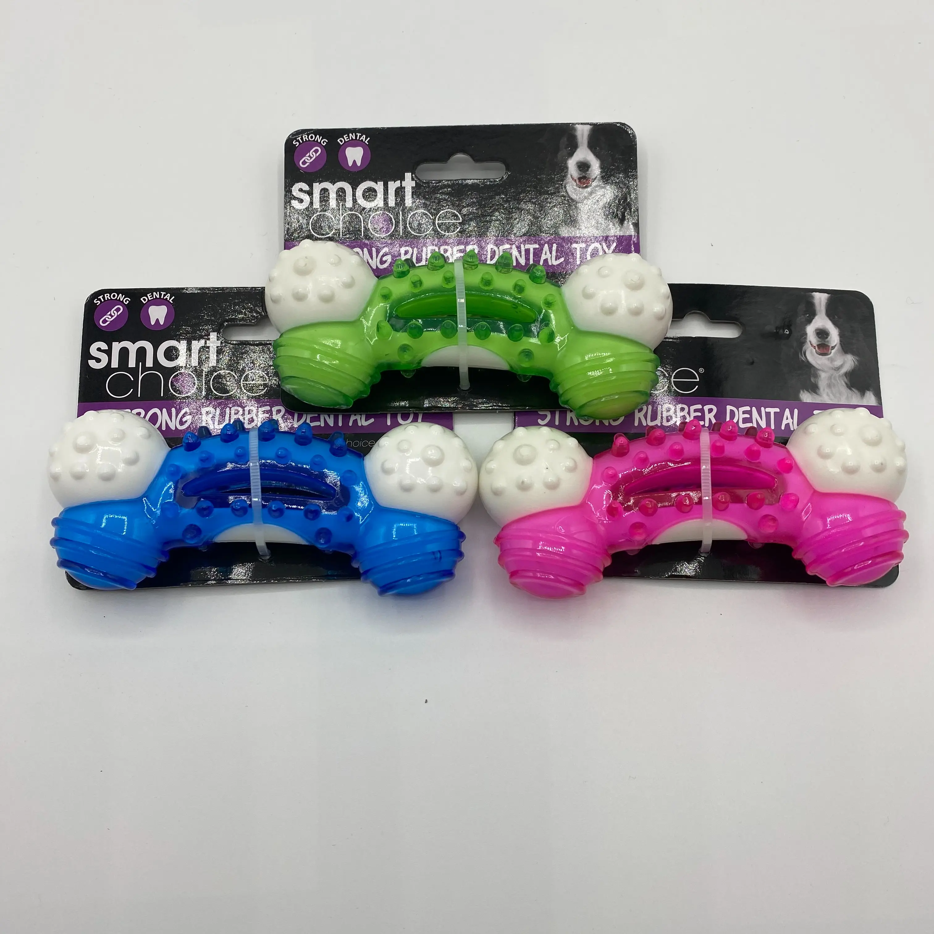 Tough Nylon Small Textured Dental Bone Dog Toy Various Colours Size 13cm
