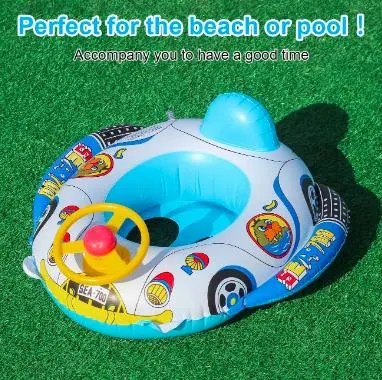 Seat Float Boat Inflatable Swimming Police Ring with Steering Beach Toddler Summer Kids Toys 3