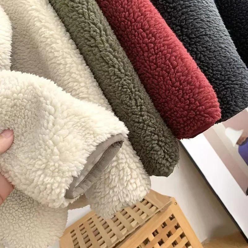 Fashion Lamb Plush Jacket Women's Autumn Winter New Pocket Zipper Long Sleeve Loose Stand Collar Comfort Warm Jacket for Women 4