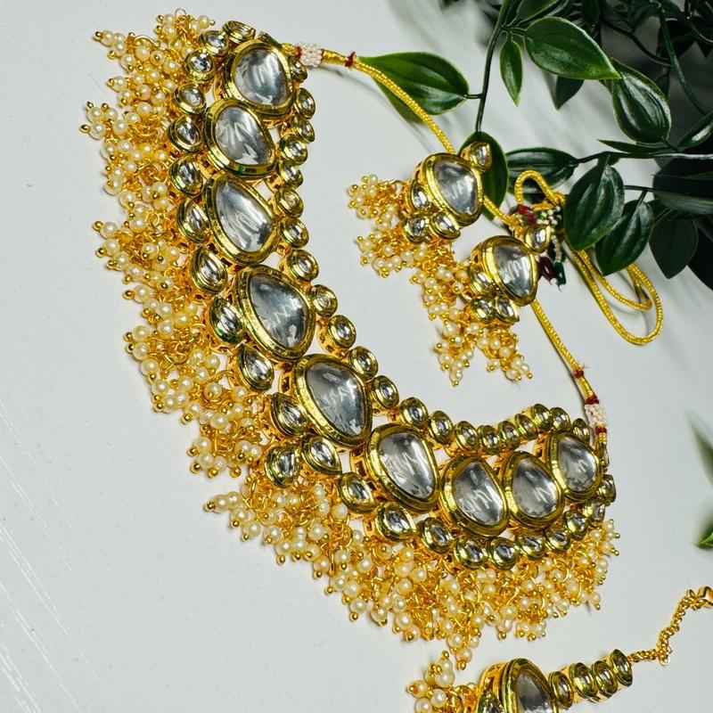 Asia Back Mina Kundan Pearls Necklace Auspicious Birthday Wedding Engagement Anniversary. 1