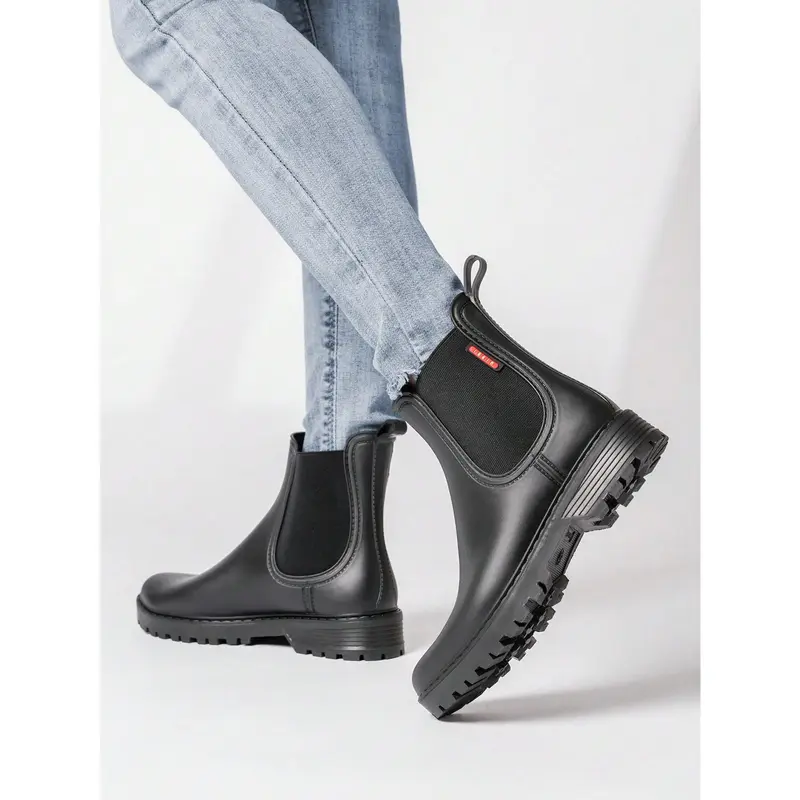 Women Rain Shoes, Fashionable Short Chelsea Slip-Resistant Rain Boots, Waterproof Jelly Booties, All-Match Overshoes 4