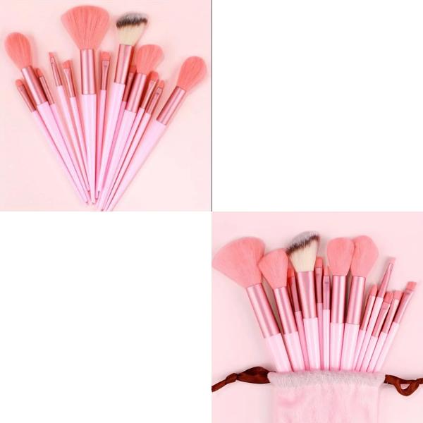 13-Piece Soft Fluffy Pink Makeup Brush Set - Foundation, Blush, Powder, Eyeshadow, Blending - Cosmetic Cosmetic 4