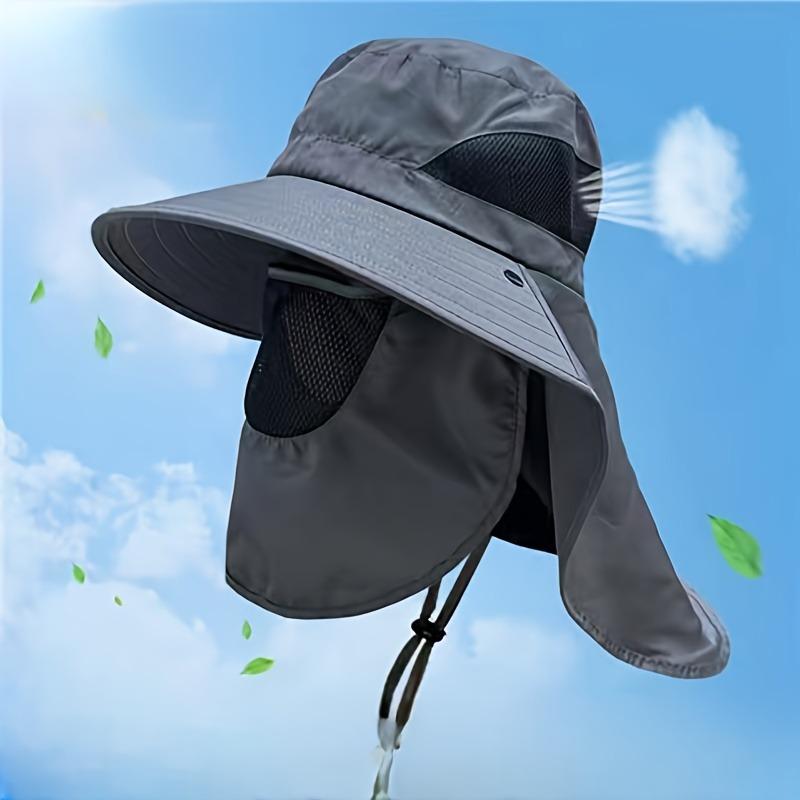 Unisex Wide Brim Boonie Hat With Adjustable Neck Strap, Breathable Mesh For Summer Sun Protection, UV Resistant Camping And Hiking Outdoor Hat 3