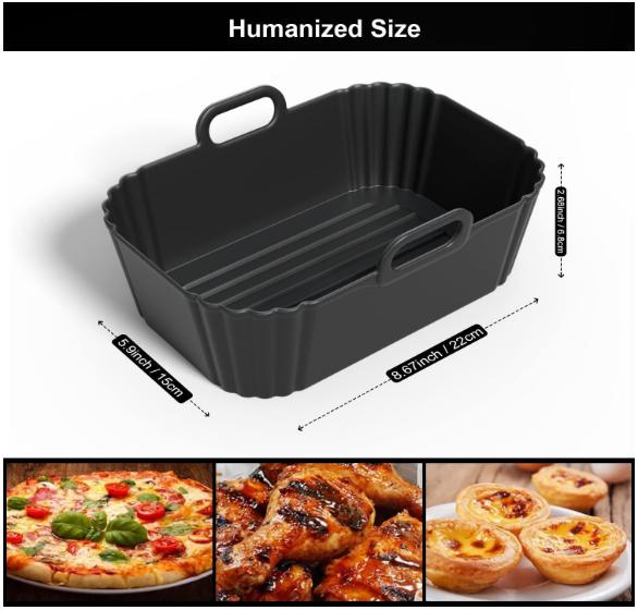 Air Fryer Liner 2Pack, Ninja Air Fryer Accessories, Repeatable Silicone Liners for Ninja Dual Air Fryer  7.87inch Silicone Air Fryer Pot Basket 1