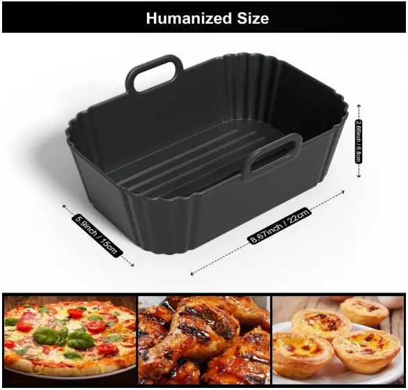 Air Fryer Liner 2Pack, Ninja Air Fryer Accessories, Repeatable Silicone Liners for Ninja Dual Air Fryer  7.87inch Silicone Air Fryer Pot Basket 1