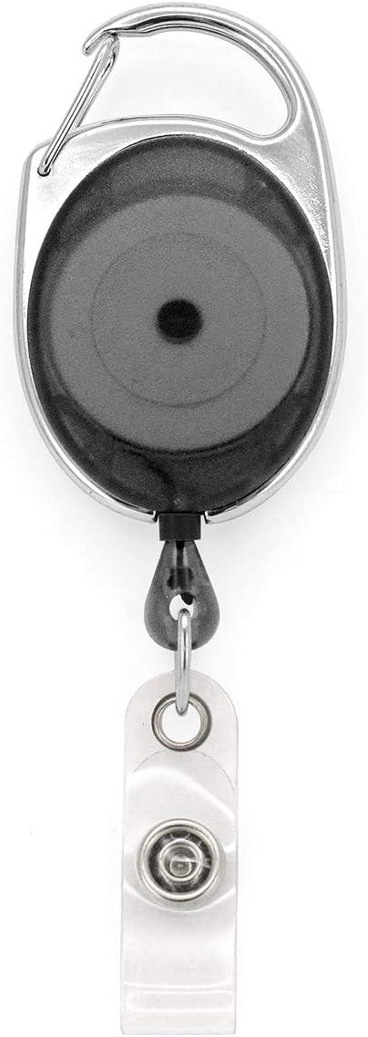 Product Introduction of Retractable Lanyard and Badge Holder Trio Triple Pack by LanyardsTomorrow - Set Includes A Single Plain Lanyard, Extendable Carabiner Yoyo Reel Clip and Rigid ID Card Holder (Black) 6