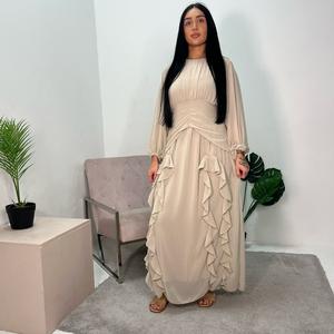 Ladies modest frill detail chiffon summer dress Onesize Uk 6-14