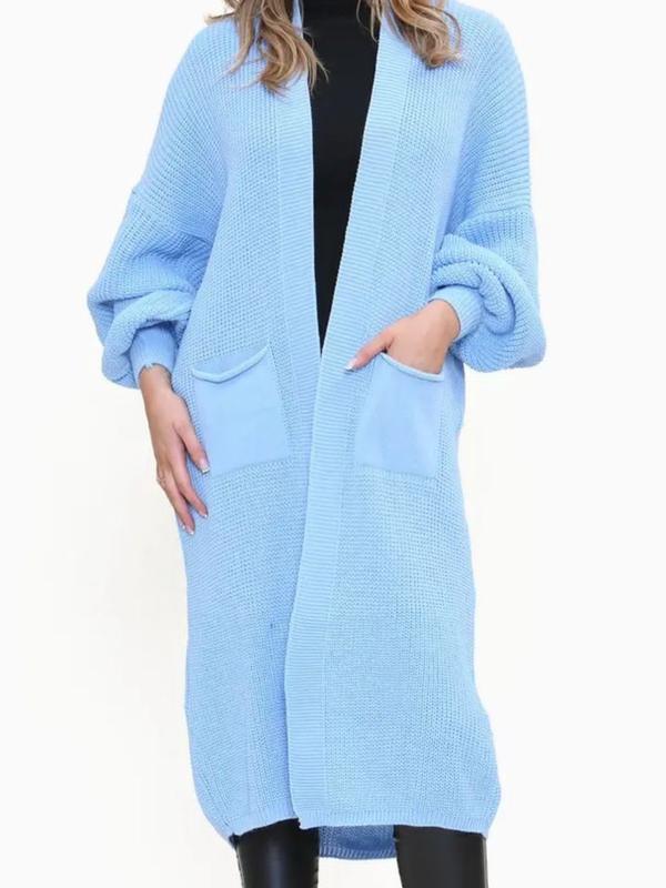Women Chunky Knitted Oversized Cardigan Ladies Balloon Sleeve Long Maxi Cardigan Knitwear Womenswear Tops Underwear Long Sleeve Comfort Basic Minimalist 6