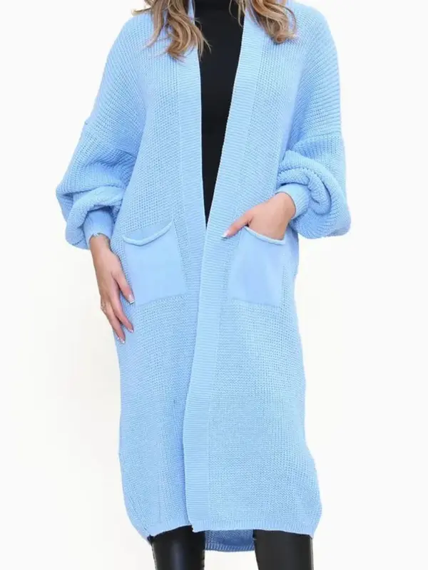 Women Chunky Knitted Oversized Cardigan Ladies Balloon Sleeve Long Maxi Cardigan Knitwear Womenswear Tops Underwear Long Sleeve Comfort Basic Minimalist 6
