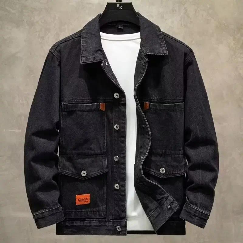 Product Introduction of Men's Loose-fit Trendy Denim Jacket Autumn 2024 New Style Workwear Jacket Regular Length 14