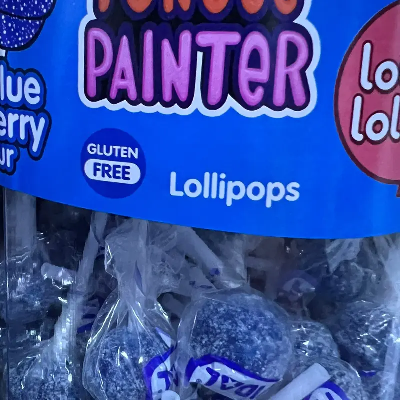 10 x Fizzy blue lollies, TEN LOLLIES, tongue painters lollipop, vegan, gluten free, dairy free, gelatine free, blue raspberry lollipop Dairy Free 4