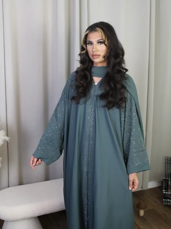 Arissa Abaya -Womens embroidery batwing sleeve abaya, modest womens clothing, hijab included, arabic islamic womens clothing, modest dress sizes 52-60 0