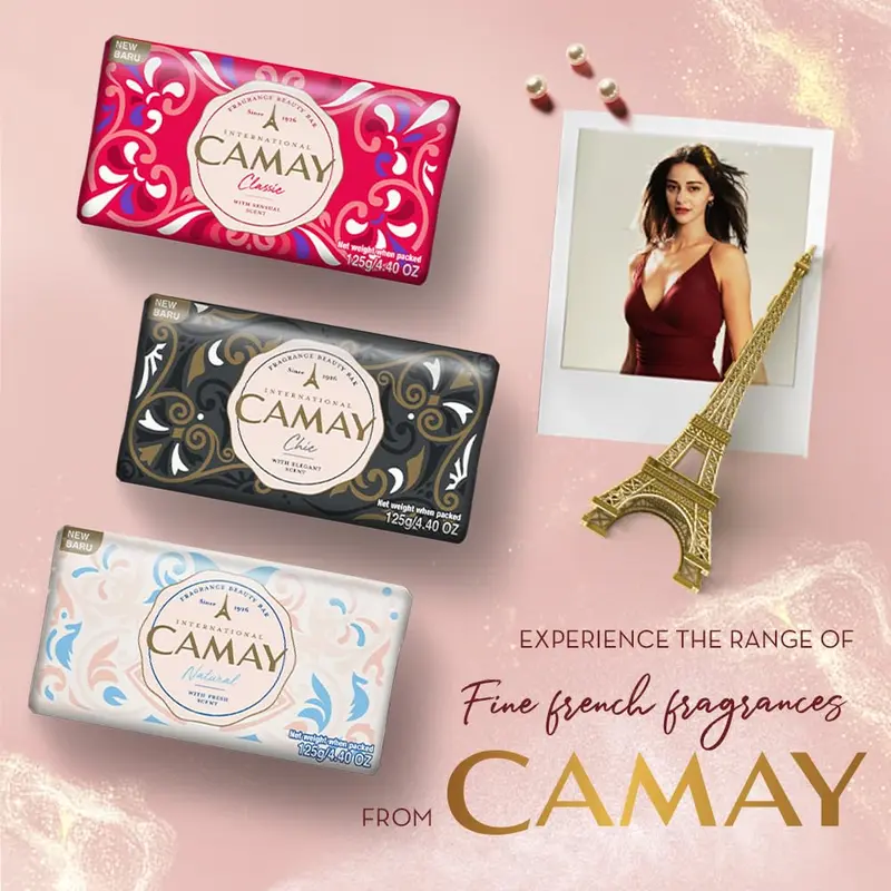 PACK OF 9 Camay Classic International Beauty Soap with Carnations & Roses Combo Pack Offer, Indulging French Fragrance, Moisturizing Bathing Soap with Nature’s Scent for Daily Skincare, Silky,Soft & Glowing Skin 125g Body Care Luxury Gentle 1