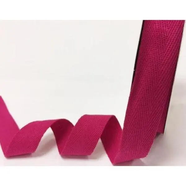 Cotton Herringbone Webbing - 25mm - Dark Pink