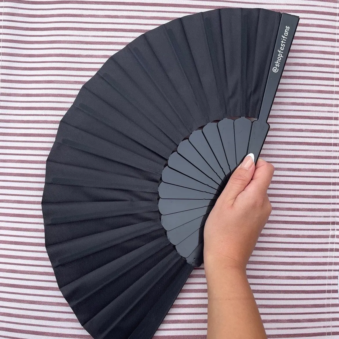 Black Hand Fan for Summer and Festivals - Folding and Portable - Decor, Accessory
