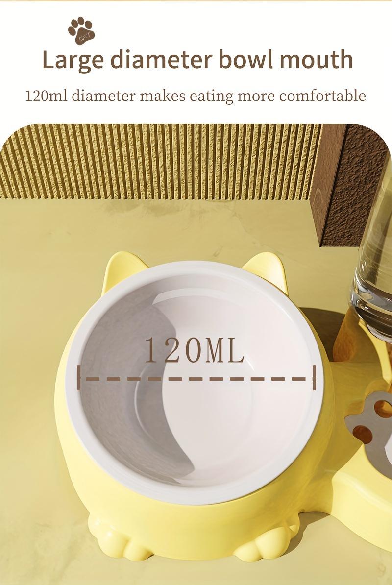 Product Introduction of Elevated Cat Double Bowls With Automatic Water Dispenser, Anti-Overturning, Stainless Steel Cat Inclined Food Bowl Water Bowl For Neck Protection 4