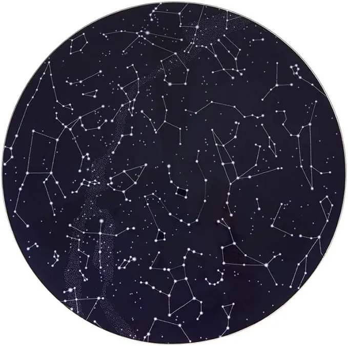 Side table Cosmos Glass backboard with an image of the constellations and wooden legs Glass/wood - BALVI 2