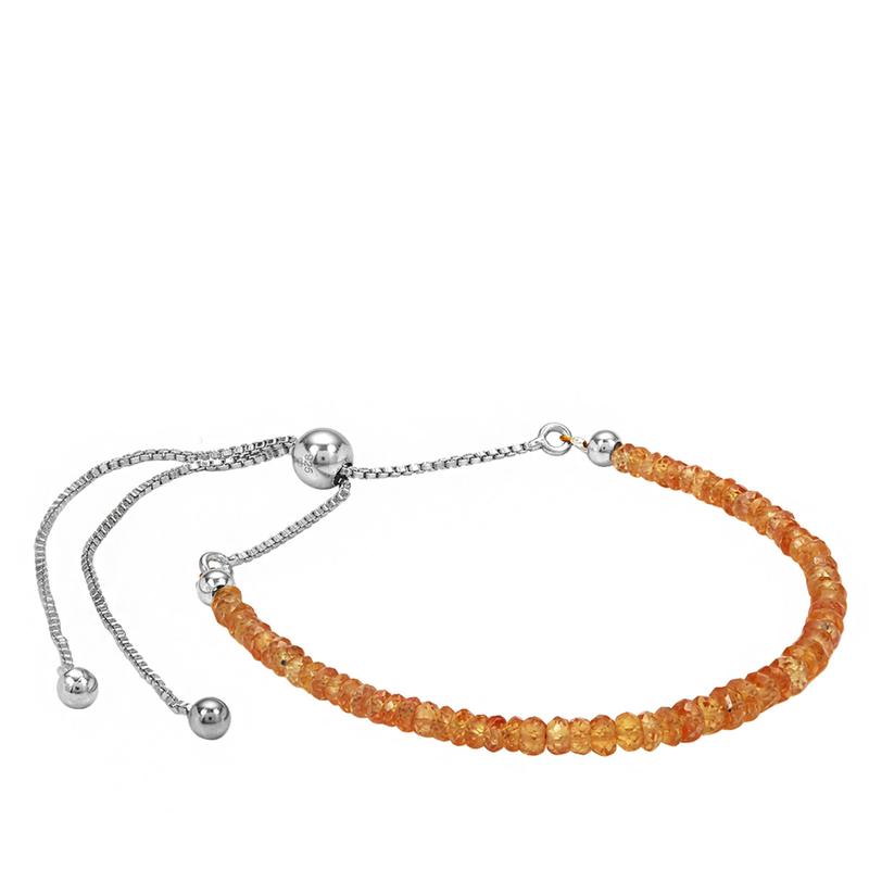 Padparadscha Sapphire Adjustable Bracelet in Rhodium Flash Sterling Silver 1