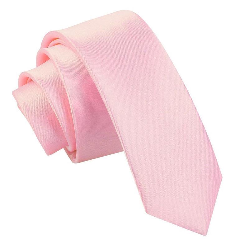 DQT Plain Satin Men's Skinny Tie Perfect for Weddings Formal Attire Special Occasions 2
