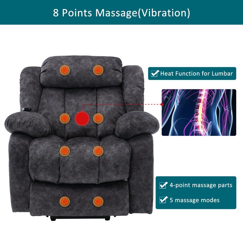 Power massage adjustable recliner chair, suitable for indoor use, for relieving fatigue, heavy load, and safe exercise. Comfort Storage 4