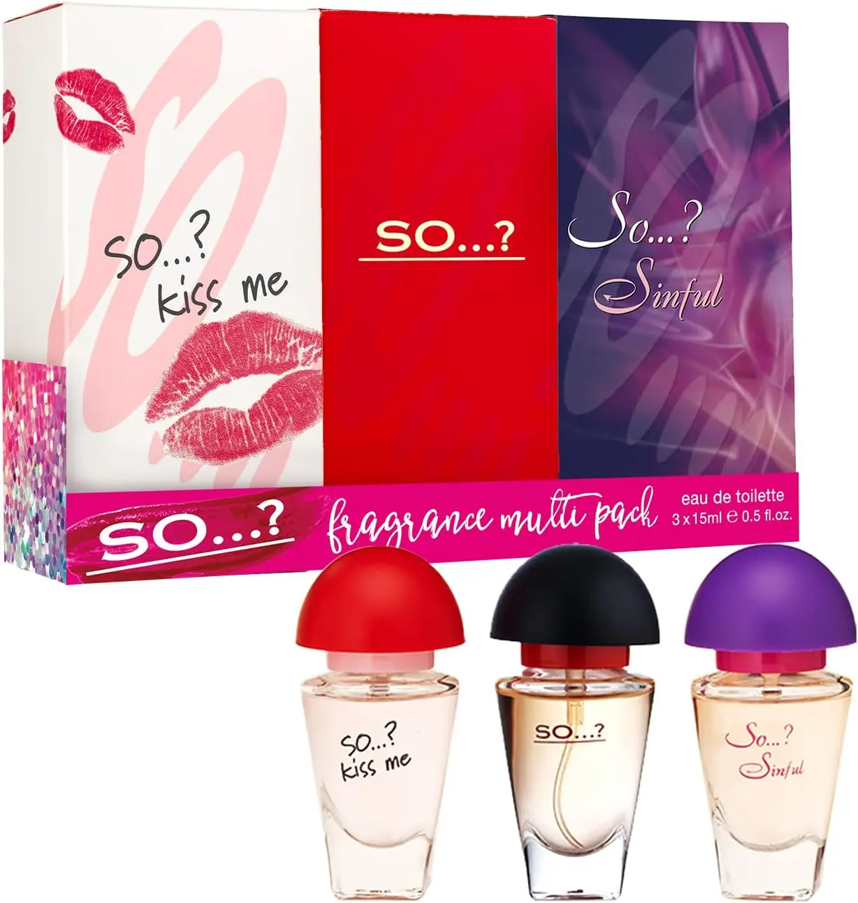 So…? Trio Three For Me Womens Eau de Toilette Perfume Gift Set, Travel Size Perfume for Women (3x15ml)