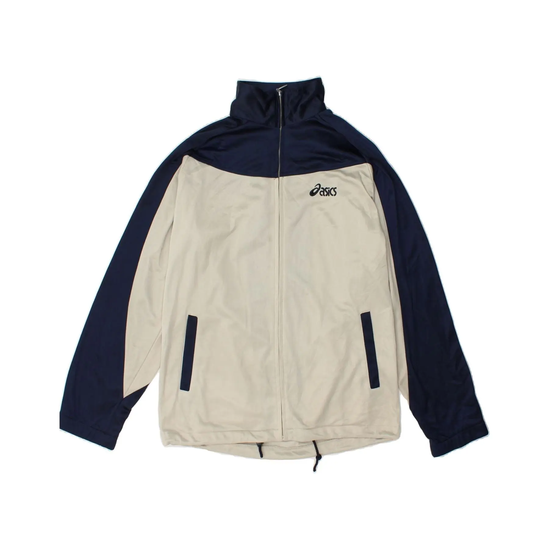 Pre-Owned Vintage ASICS Mens Tracksuit Top Jacket Medium Navy Blue Colourblock