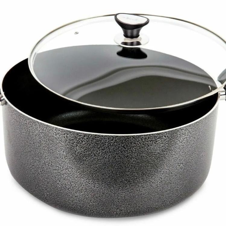 5Pc Durane Casserole Stockpot Cooking Pan Induction Cookware Die-Cast Set Black non stick Aluminium Glass Lid 4