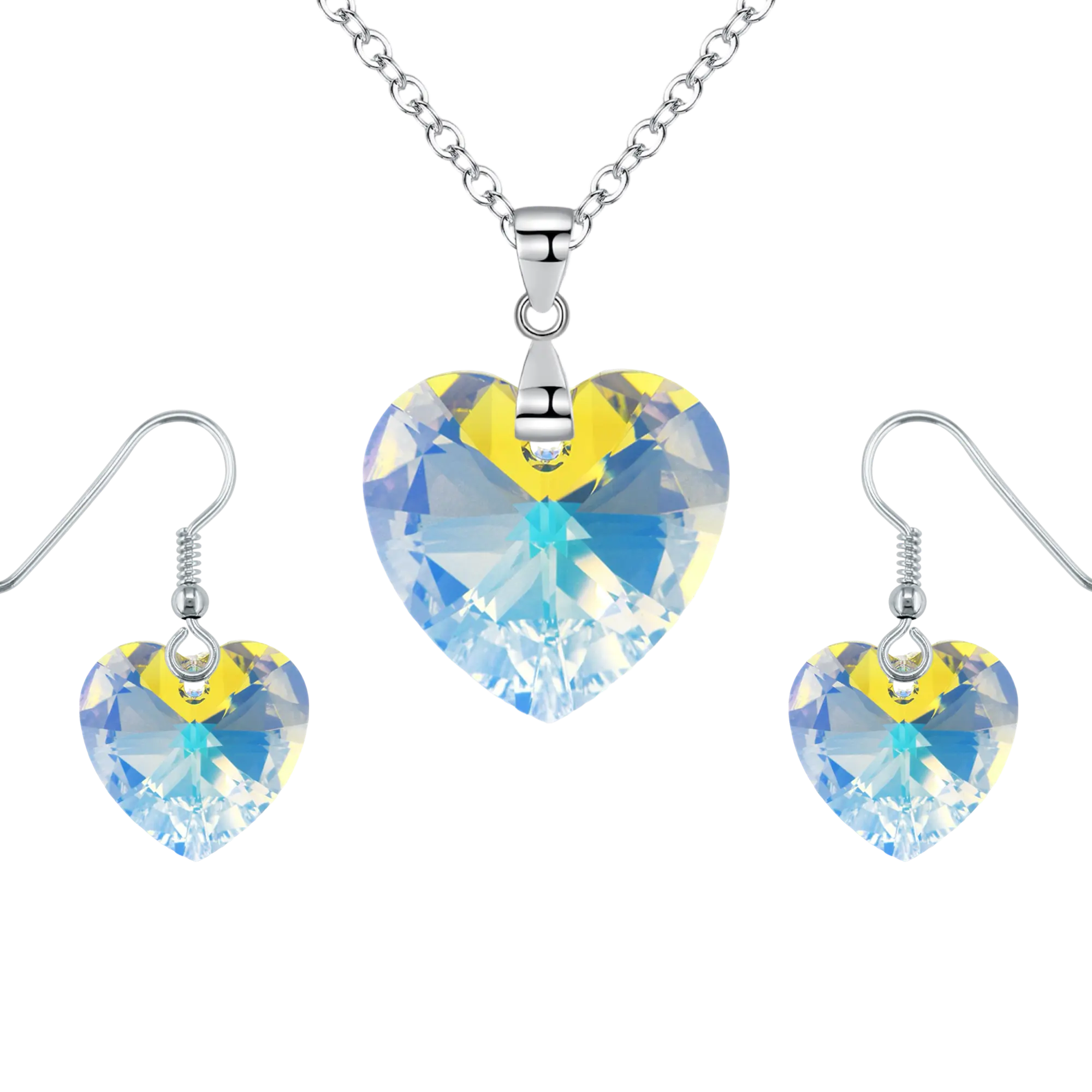 Swarovski Crystal Heart Jewellery Set made with S925 Solid Silver