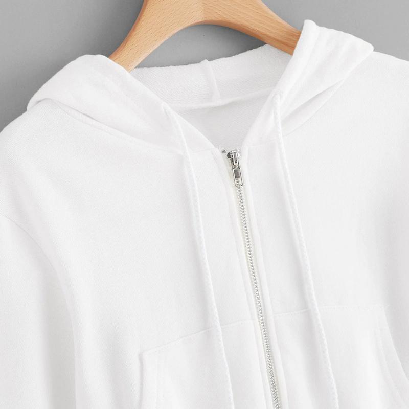 Product Introduction of Zip Up Hoodie Women Solid Color Crop Top Y2k Aesthetic Hooded Tops Loose Leisure Academy Cardigan Tracksuits Autumn Sweatshirts 101