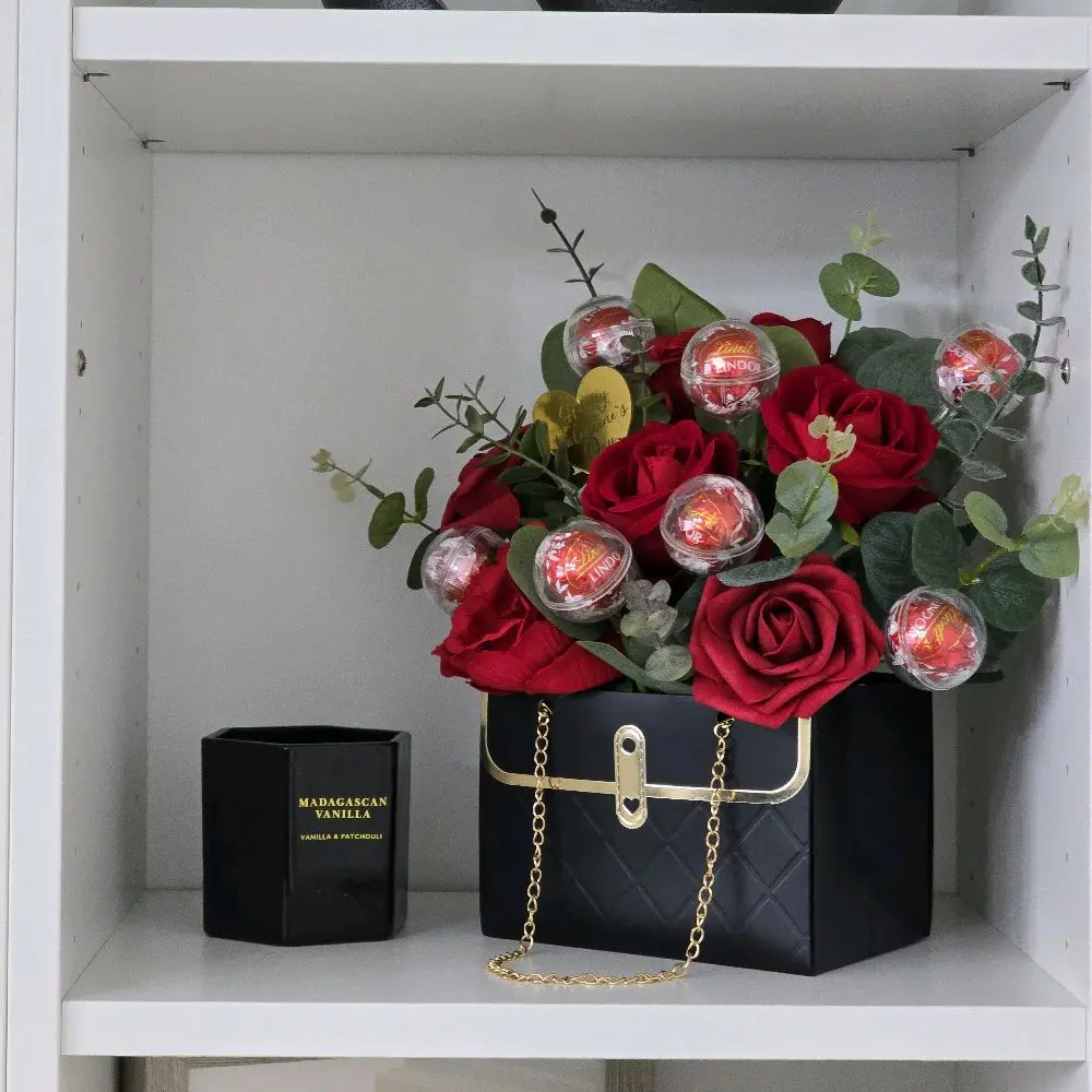 Everlasting Red Flowers in Gift Bag– A Luxurious Keepsake Bouquet