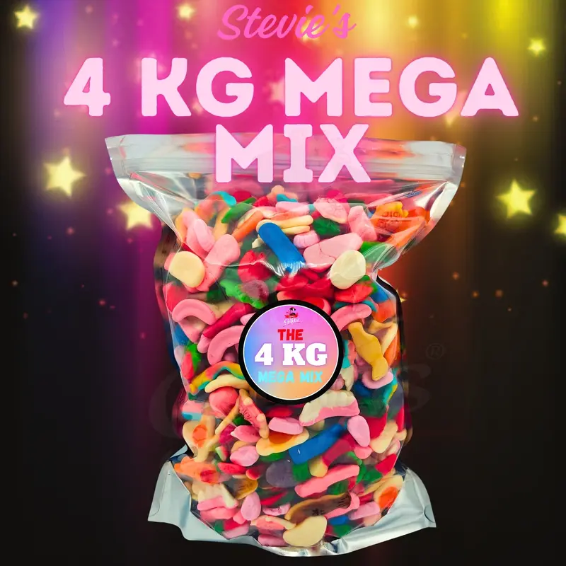 STEVIE'S 4KG MEGA MIX  - MASSIVE POUCH - CHOOSE GUMMY, FIZZY OR XMAS CHOCOLATE 0