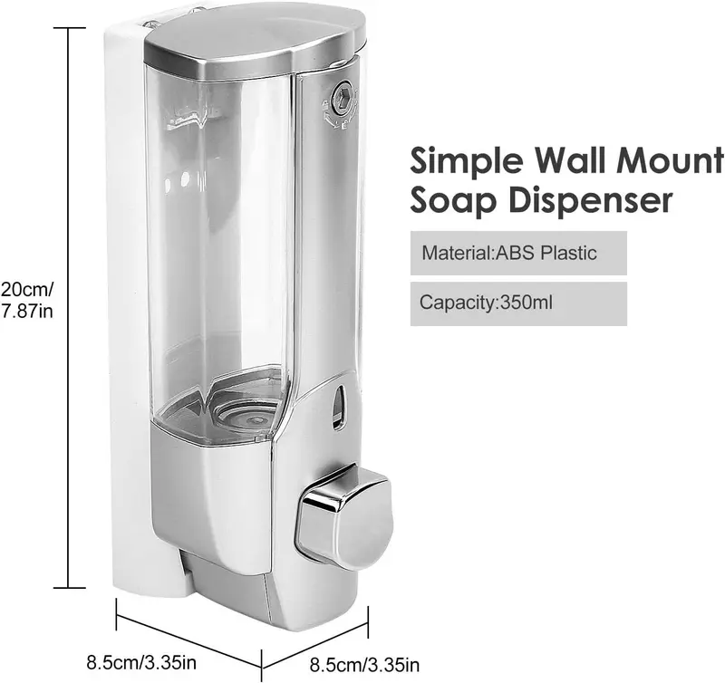 Wall Mounted Bathroom Shower Soap Shampoo Gel Dispenser Pump - 3 Bottles 1050ml 1