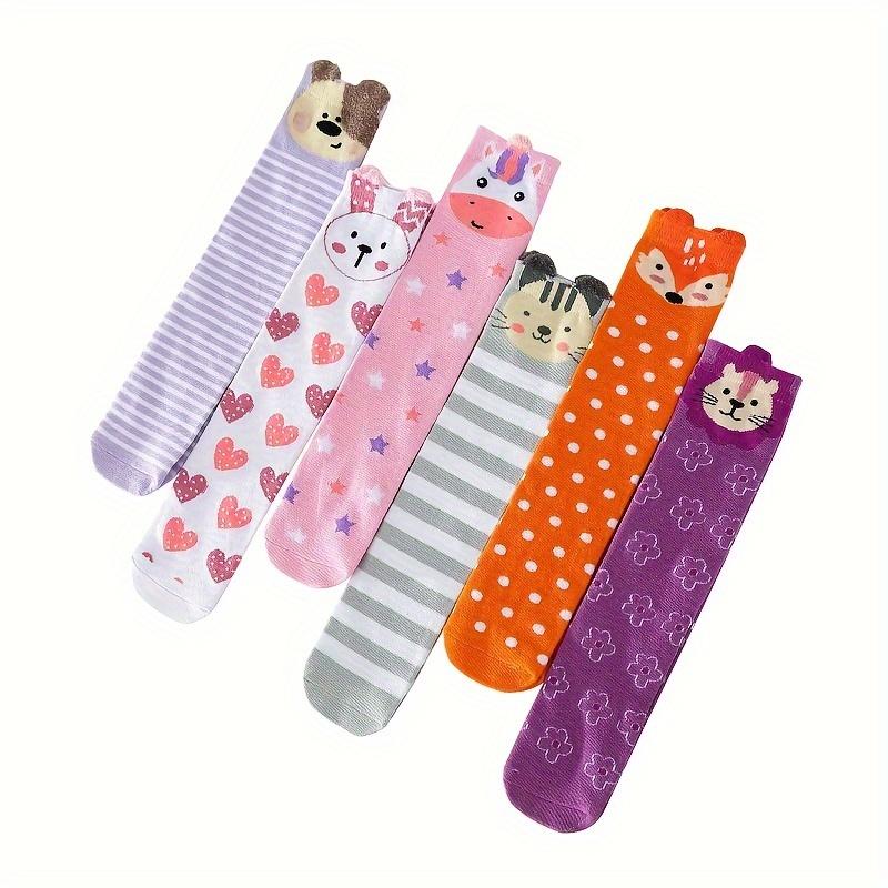Product Introduction of Cat Pattern 4 Pairs Girls Knee High Stocking Socks, Comfy Breathable Sweat Resistant Anti-odor Socks For Spring Summer 14