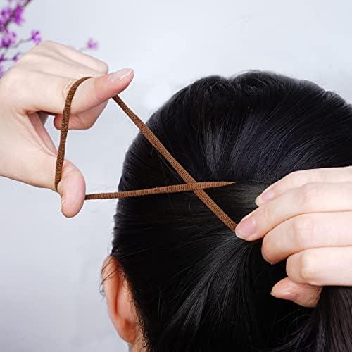 Elastic Hair Ties, 50 Pcs Thick Seamless Hair Bands No Damage Soft Ponytail Holders Hair Bobbles for Girls Women, Neutral 1