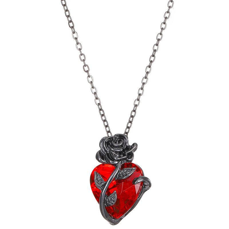 Heart Rose Flower Chain Pendant Necklace 6