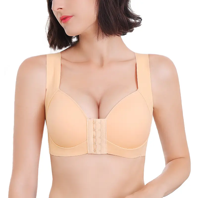 Women Seamless Push up Bra Front Closure Vest Top Thin Sexy Lingerie Plus Size Underwear 2