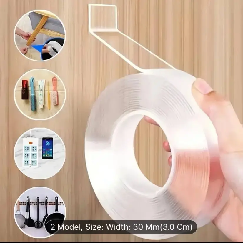 Ultra-Strong Nano Double-Sided Tape - Waterproof, Non-Slip, Reusable Adhesive For Kitchen, Bathroom & Workshop Use