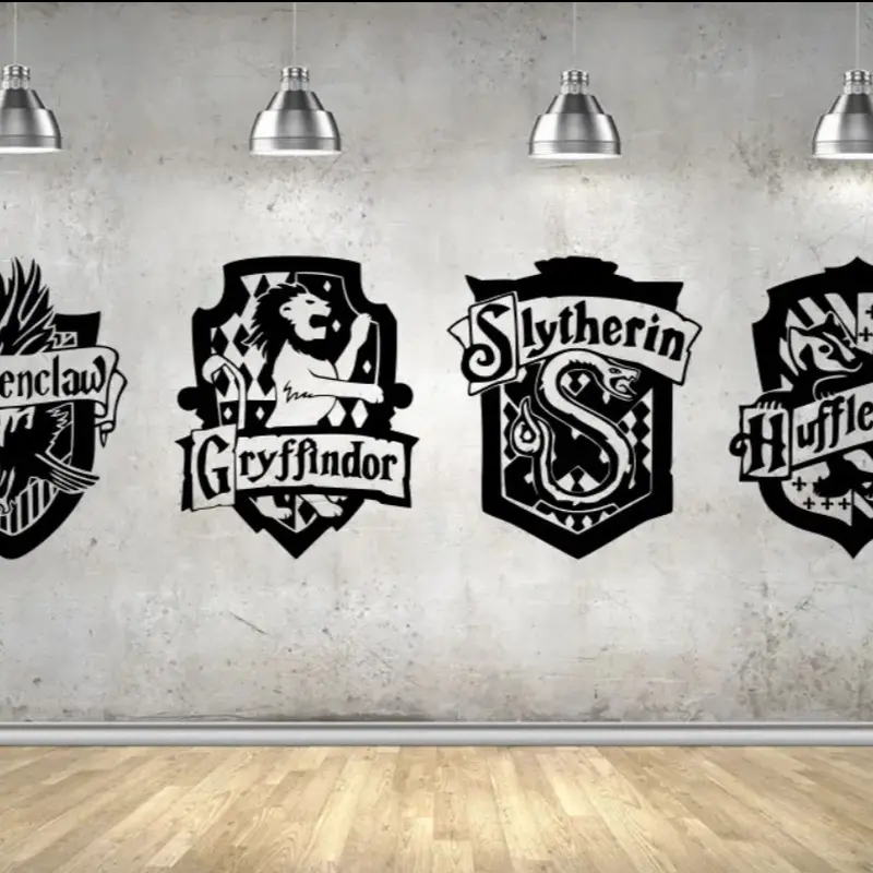 Harry Potter House Shield Badge - Crest Vinyl Wall Sticker Gryffindor Ravenclaw Hufflepuff Slytherin Decor Decorative Room 0