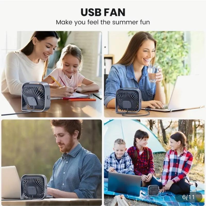 Portable USB Desk Fan Colour Blue, with 3 Speed Setting and 360 Degree Silent Rotation Colour Blue. 4
