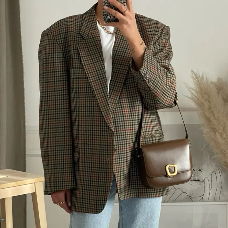 Vintage Oversized Checked Blazer 0