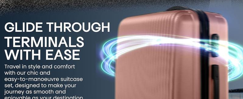 Product Introduction of [UK SELLER366] 3 Pk Suitcase |     ABS Hard Shell Suitcase with Lock |     Cabin Luggage, Luggage Sets, Cabin Suitcase, Luggage Set |     Carry on Suitcase, Hand Luggage Suitcase (Rose Gold) 2