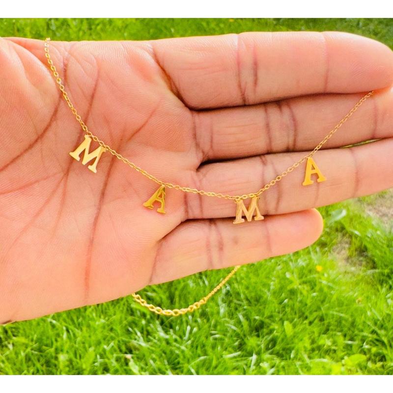 Delicate Gold MAMA Letter Initial Pendant Necklace for Mum 2