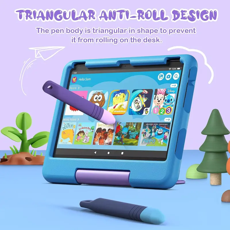Stylus Pens for Touch Screens with Tethers - Mixoo Anti-Rolling Tablet Stylus 2 Pack for Kids, Compatible with iPad, iPhone, Tablets, Kindle and All Touch Screen Devices (Blue+Purple) 5