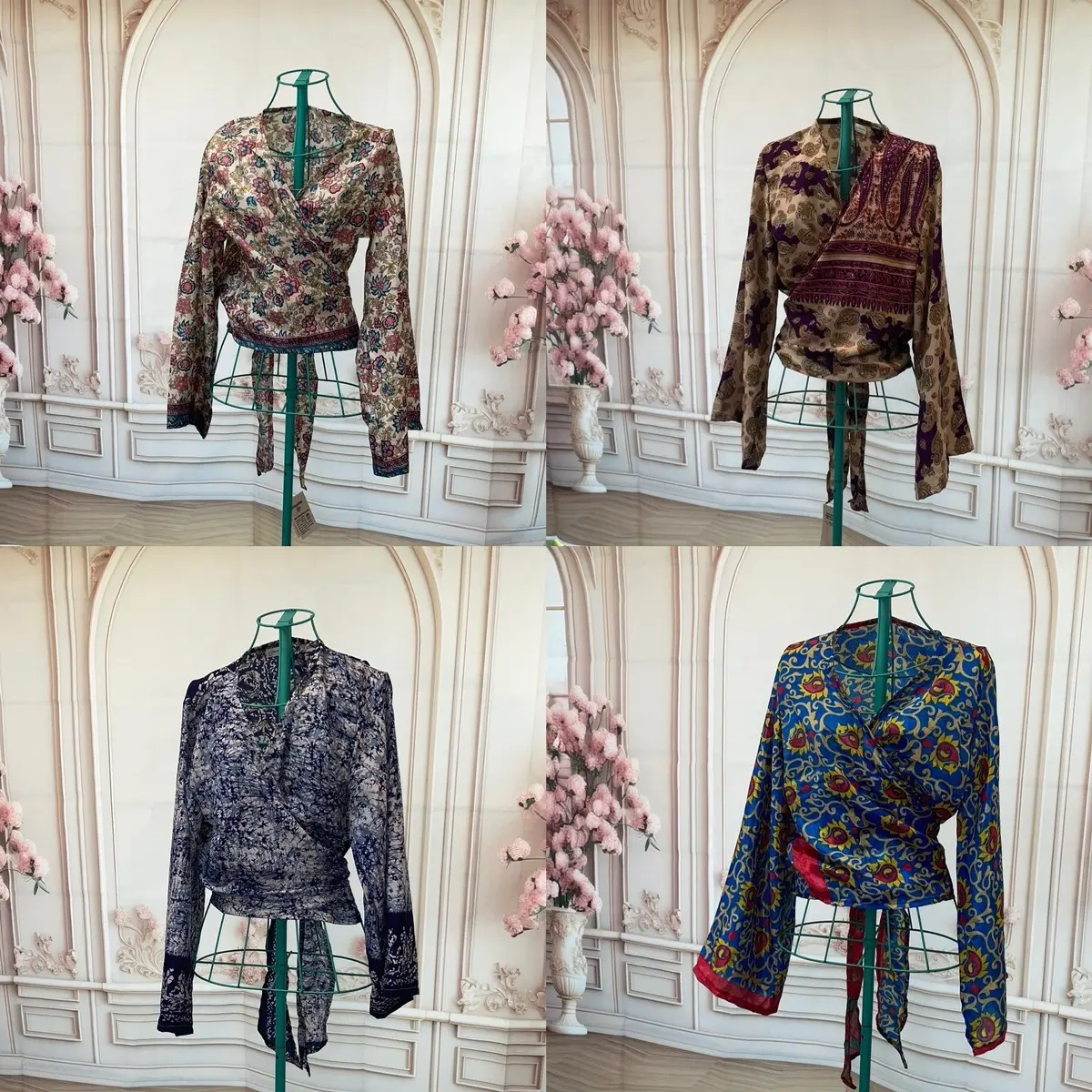 Boho recycled,sari wrap top 8-16