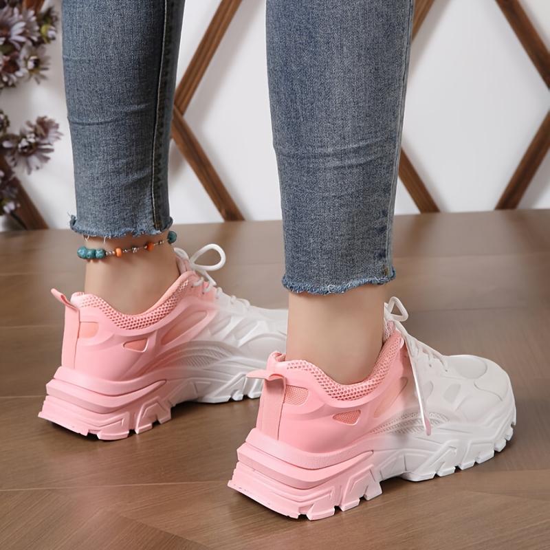Product Introduction of Women's Gradient Chunky Sneakers, Fashion Lace Up Low Top Running Trainers, All-Match Sports Shoes 2