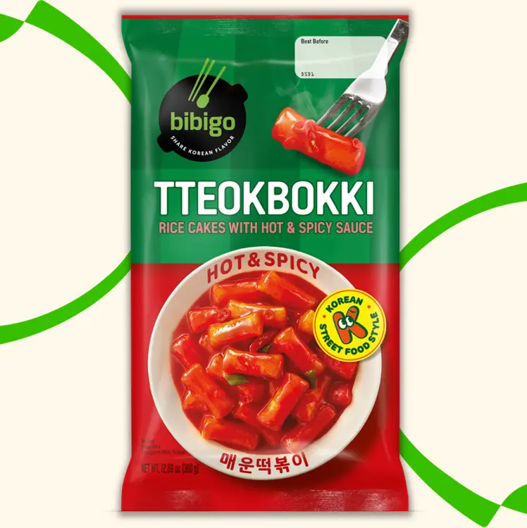 bibigo HOT & Spicy Tteokbokki Rice Cake Pouch 360g- Traditional Korean Street Food, Instant Savoury Snacks Meal Topokki Tteokbokki toppoki