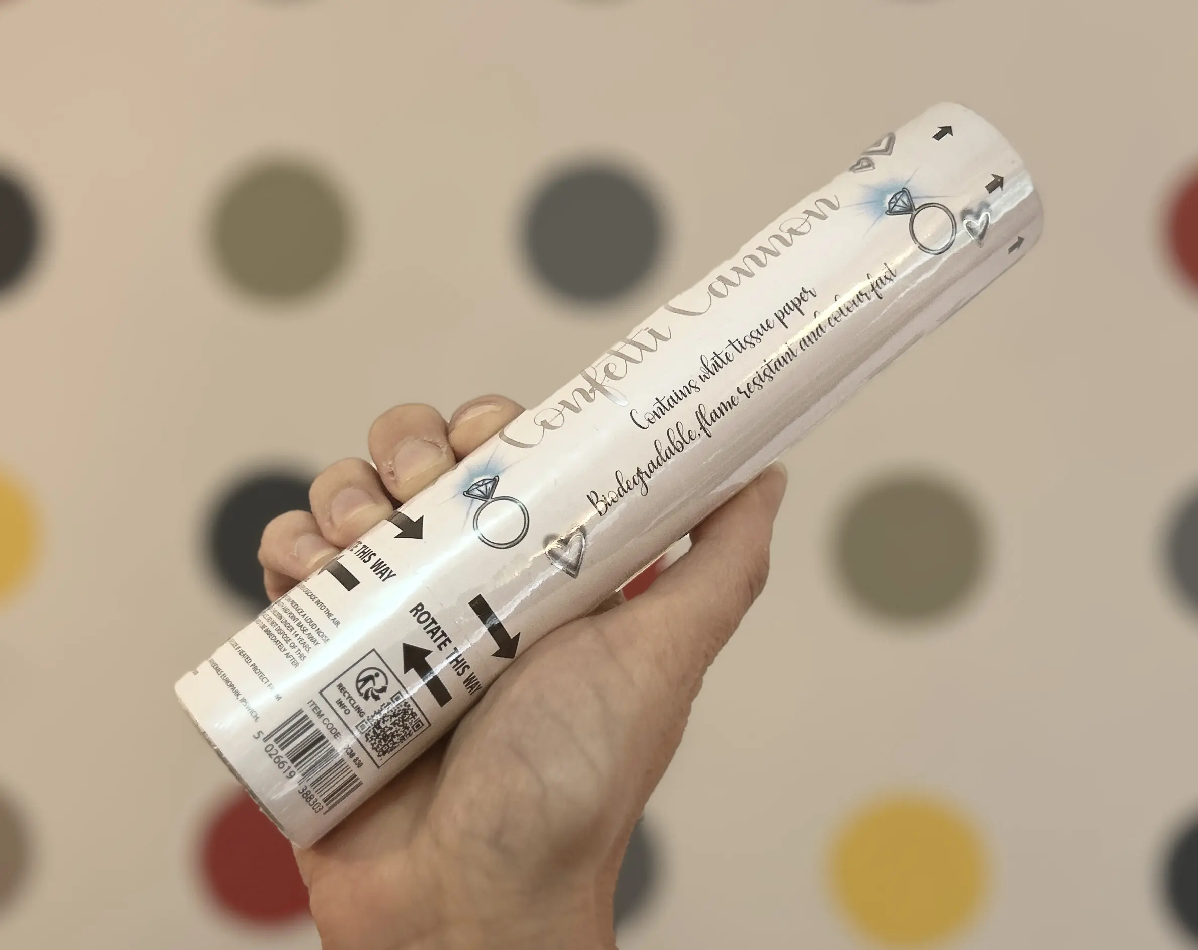 20cm White Confetti Cannon - Biodegradable Confetti