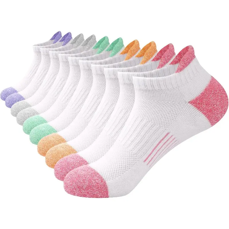 ILovDaisy Trainer Running Socks Womens 5 Pairs, Ankle Sports Socks Women Cushioned Breathable Socks, Low Cut Athletic Socks for Ladies Girls